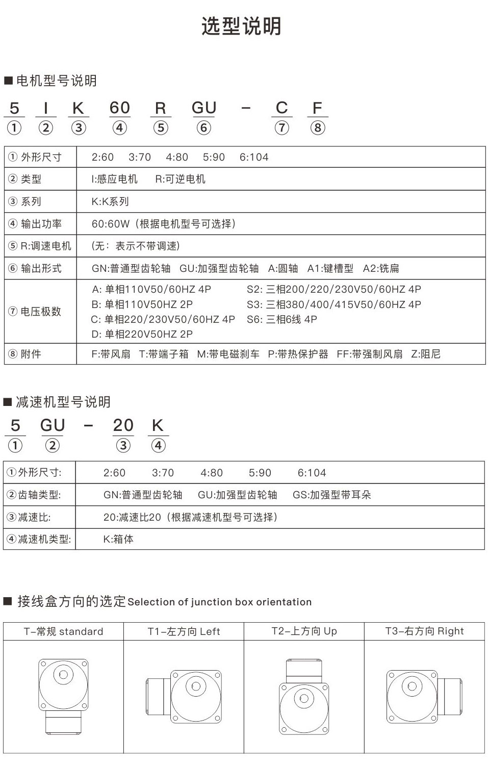 微小型减速机选型说明